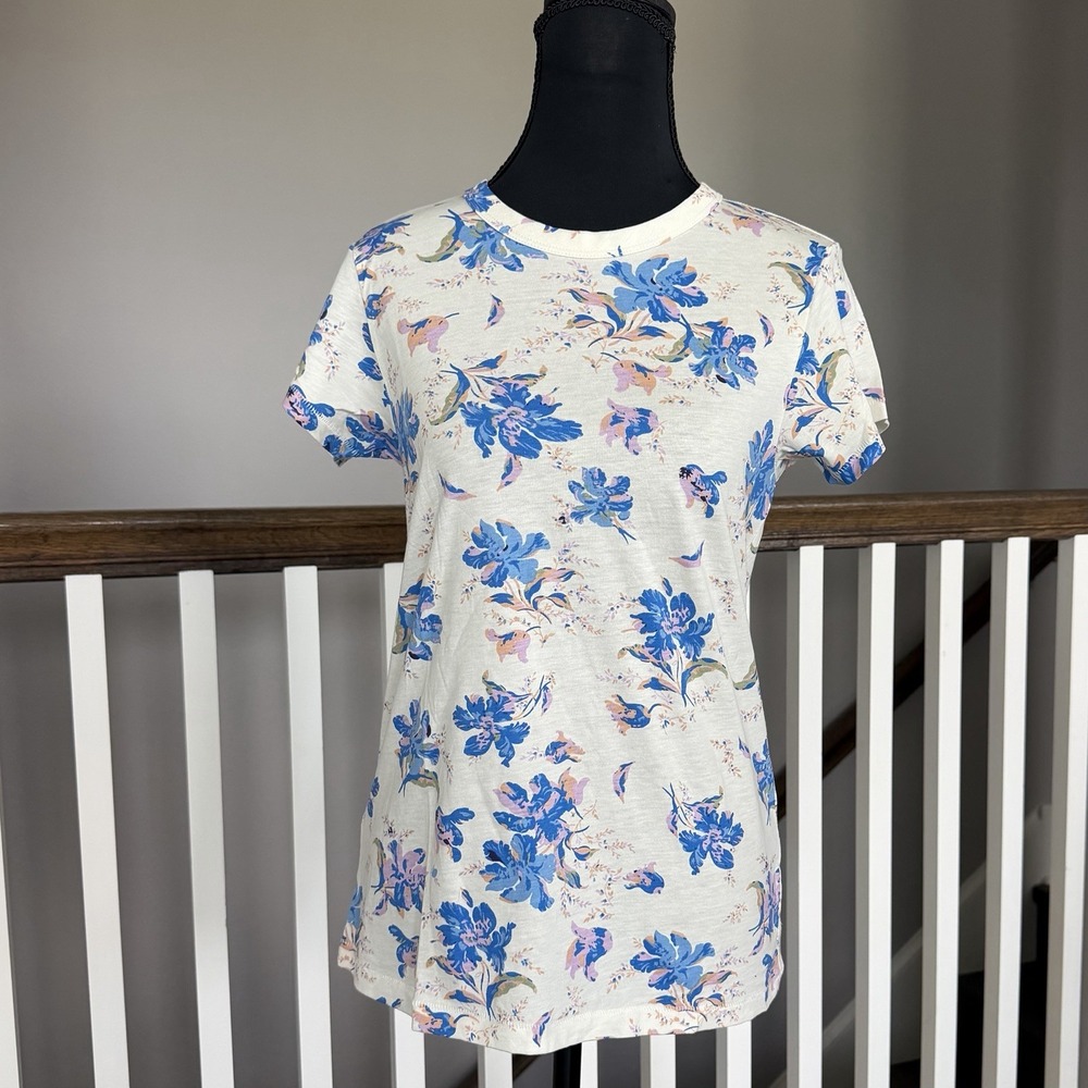 Rag & Bone NWT 100% Organic Cotton Floral T Shirt  Small Cottage Feminine 90s